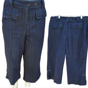 Larry Levine Stretch Denim Pinstripe Capri pants 14